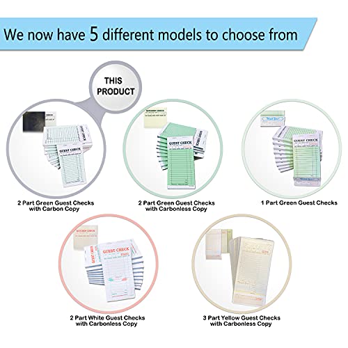 image for WeiLife. [10 Books] 2 Part Guest Check Pads Green & White with Carbon 