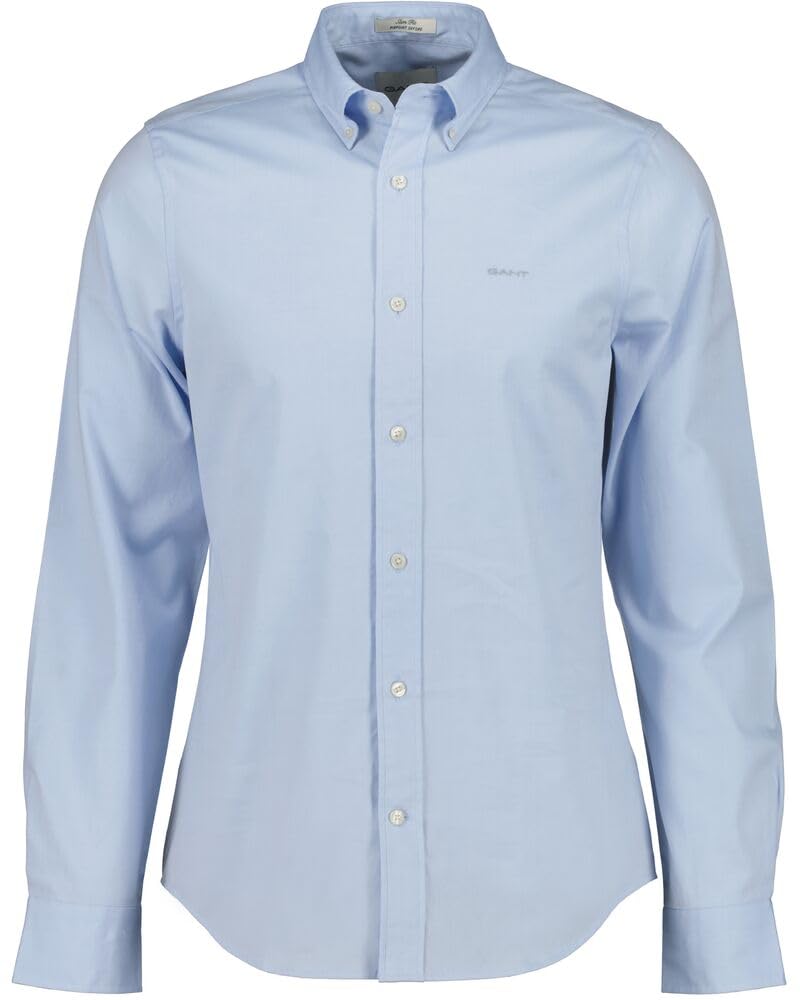 GANT Men's Slim Pinpoint Oxford Shirt Classic Shirt, Light Blue, Standard, Light Blue, L