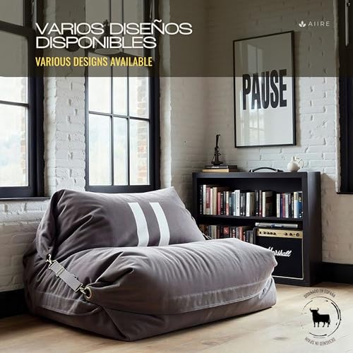 Aiire Sillón Puff Gigante de Diseño - [180x140] Sofa Puf con Relleno Incluido XXL - Bean Bag Chair Salon para Jóvenes y Adultos Moderno - Lavable y Desenfundable - Cojin de Suelo Grande Pause Beige - imagen 6
