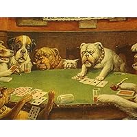 Amazon｜28 枚の絵画 ポーカーをする犬 黄色の面白い動物 キャンバス上