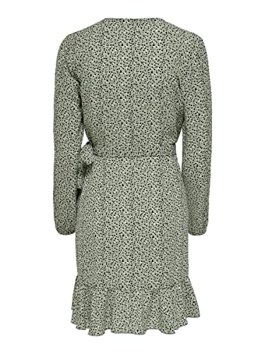 ONLY Damen Onlcarly L/S Wrap Short Dress Noos WVN Kleid, Seagrass/Multi Dot, L EU – Ansicht 3