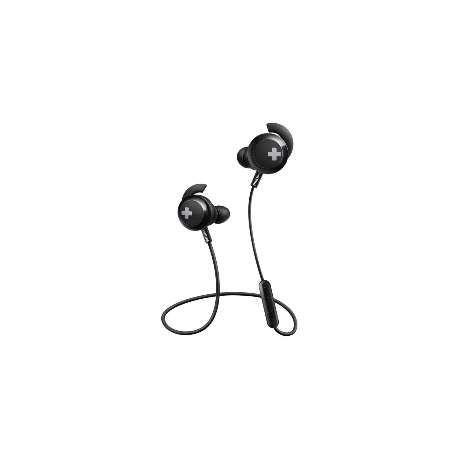 Philips SHB4305BK BASS+ - Cuffie Bluetooth con microfono, isolamento acustico, telecomando, bassi intensi, colore: Nero