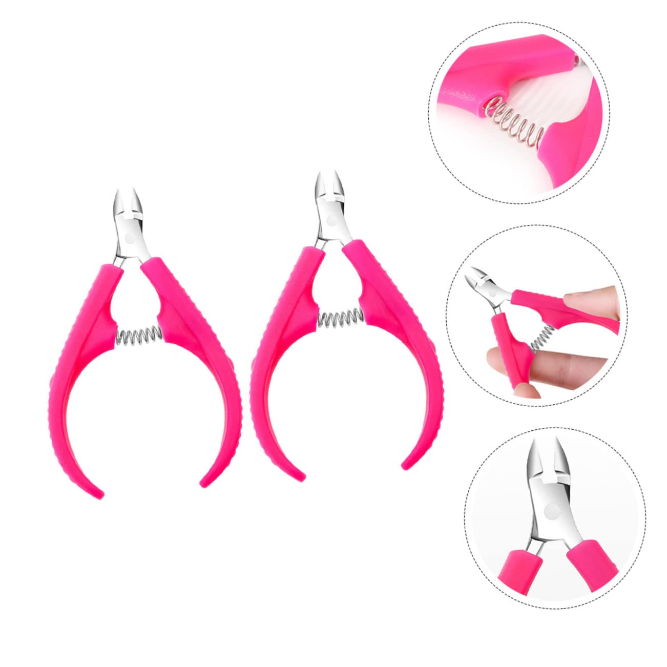 2Pcs Professional Stainless Steel Cuticle Nipper Non Slip Trimmer for Fingernail and Toenail Care Salon and Home Use Manicure Tool for Precise Cuticle Removal