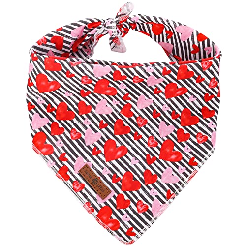 lionet paws Valentines Dog Bandana for Small Medium Large Dogs, Cat Dog Kerchief Triangle Bibs Scarf for Girl Boy