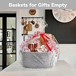 CHICVITA Storage Basket for Gifting, Small Woven Basket for Towels, Cute Baskets for Baby, Nursery, Decorative Rope Baskets for Living Room, Grey, 13 x 9.8 x 5 inches - Image 3