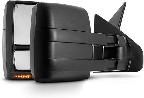 ACANII - Potencia telescópica+calor+señal LED+espejo lateral de remolque para conductor + pasajero Ford F150 04-14 2004-2014