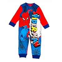 Marvel Spiderman Boys Fleece Onesie All in One Pyjamas Kids Sleepsuit Onezee 3-10 Years (4-5 Years, Blue)