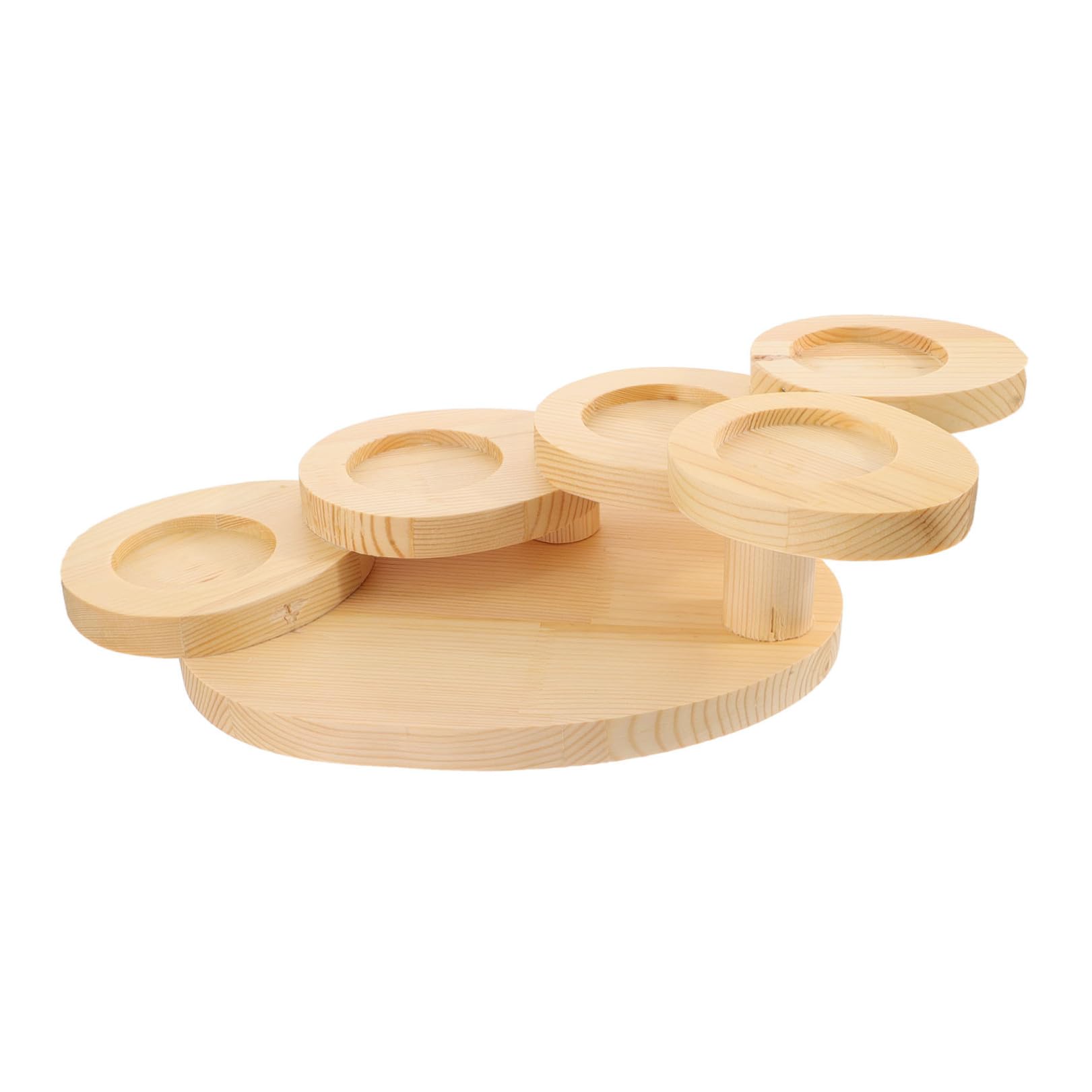 PRETYZOOM Bandeja de Madera Diseño en Forma Floral y Escalera de Cinco Niveles para Servir Postres y Sushi en Restaurante, Soporte Práctico y Decorativo