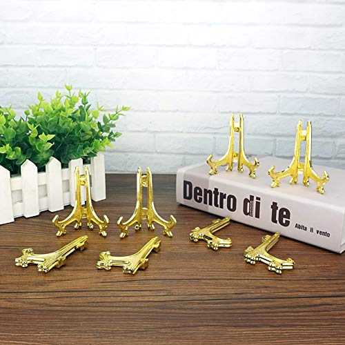 Artiving 3" Gold Plastic Easels Or Stand/Plate Holders To Display Pictures Or Other Items At Weddings, Home Decoration, Birthdays, Tables (12 Pack) #TOP4