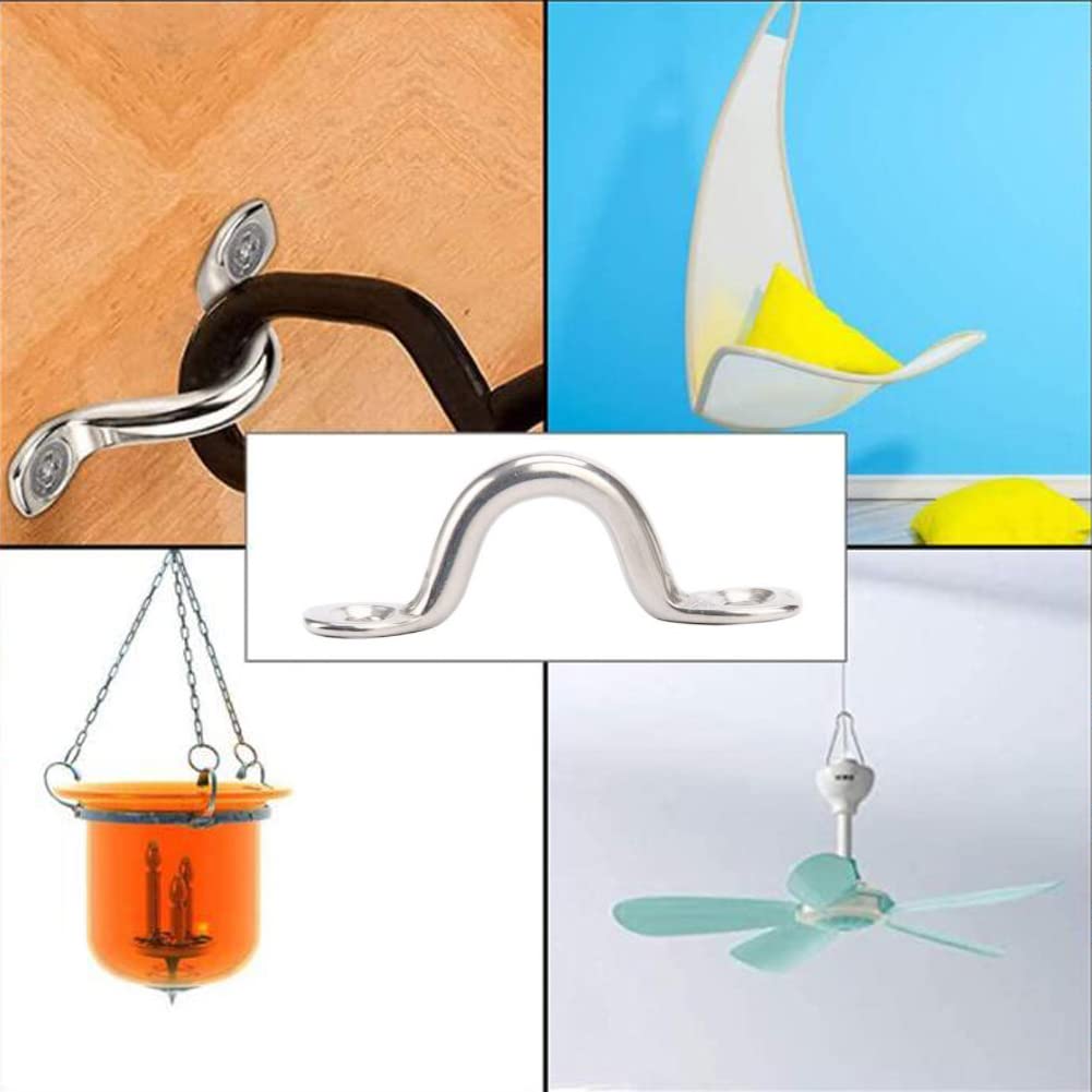 AISHOW 20 Pezzi M5 Cinghie a Occhiello in Acciaio Inox 304 Kayak Deck Loops Pad Eye Straps Gancio a Soffitto in Acciaio Inossidabile per Appendere Gancio Fisso con 40 Viti