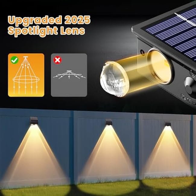 Solar Fence Lights Outdoor with Dual Panels ¨C Long-Lasting & Bright Weatherproof LED Solar Lights Outdoor for Yard,Patio,Wall,Steps(8 Pack)