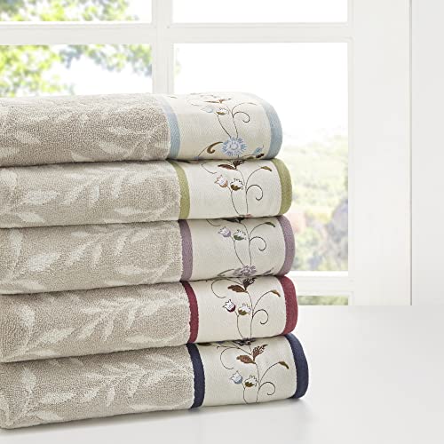 Madison Park MP73-6090 Serene 100% Cotton Bath Towel Set Luxurious Floral Decorative Towels thumb #8