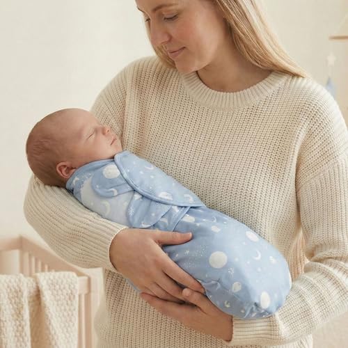 Image of GLLQUEN BABY Swaddles for Newborns 0-3 Months, Adjustable & Easy Fastener | 3-Pack, Baby Boy Swaddles Organic Cotton Womb-Like Nursery Swaddling Blanket reduces startle reflex, Soft & Skin-Friendly