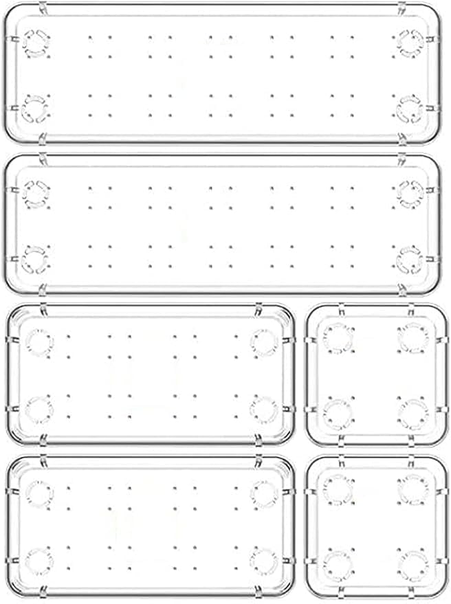 Drawer Organizer Storage Bins, Set of 6, Glass Look Transparent Containers for Kitchen, Office, Bathroom, Vanity-picture-32