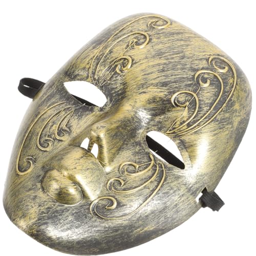 Masque romain ancien bronze doré finition vintage pour collectionneurs et bals costumés