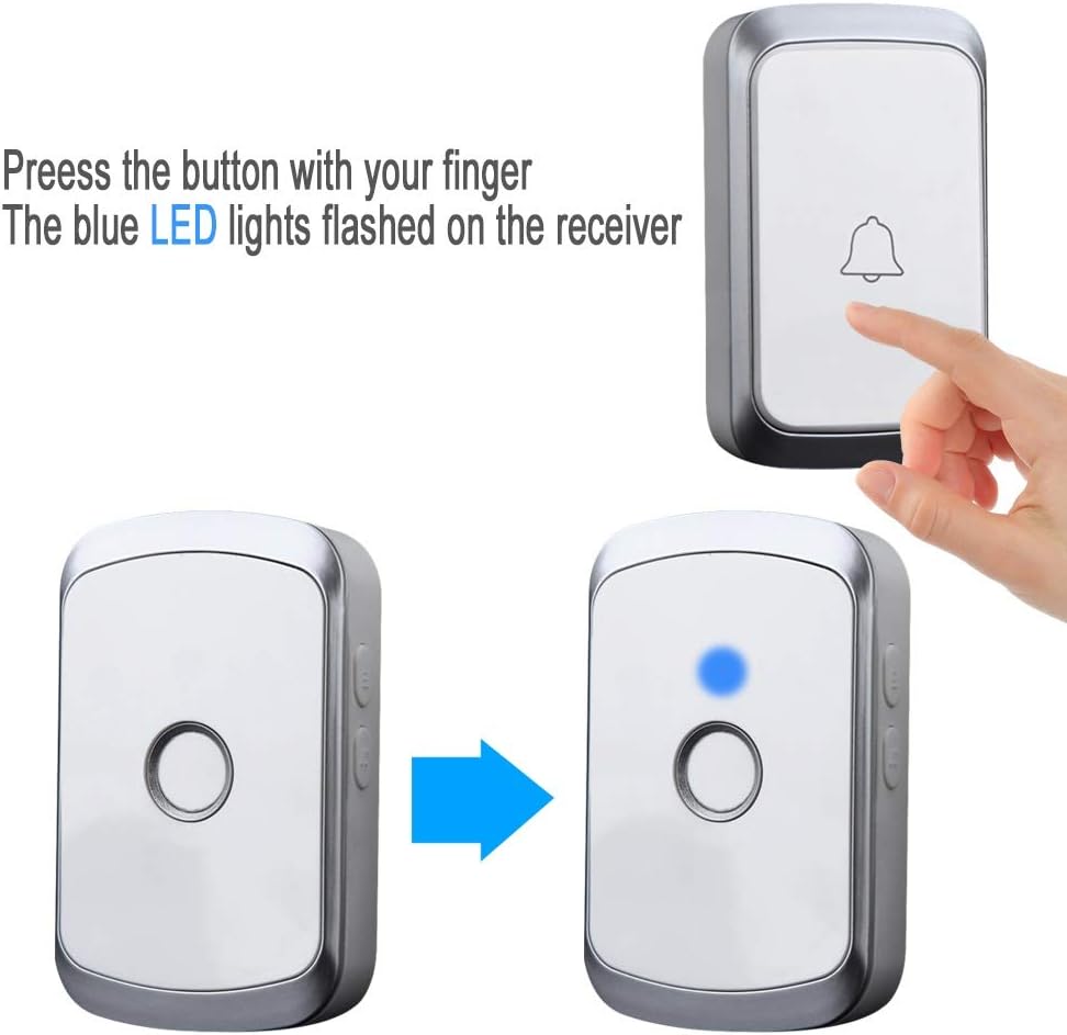 Waterproof Doorbell 300M Remote US EU UK AU Plug LED Flash Home Cordless Calling Bell Chime 1 Buttons 4 Receivers