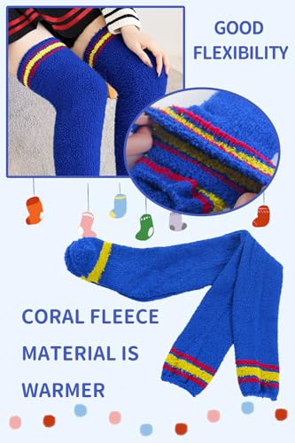 Image of CutiePlusU Womens Thigh High Fuzzy Socks Coral Fleece Over Knee High Sock - 1 Pair
