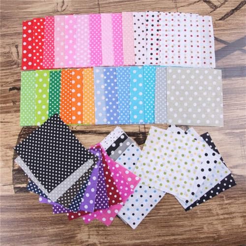 Image of 50Pcs 4 inch x 4 inch Top Cotton Craft Fabric Bundle Squares Patchwork DIY Sewing Scrapbooking Quilting Floral Dot Pattern Artcraft Polka Dot (10cm x 10cm)