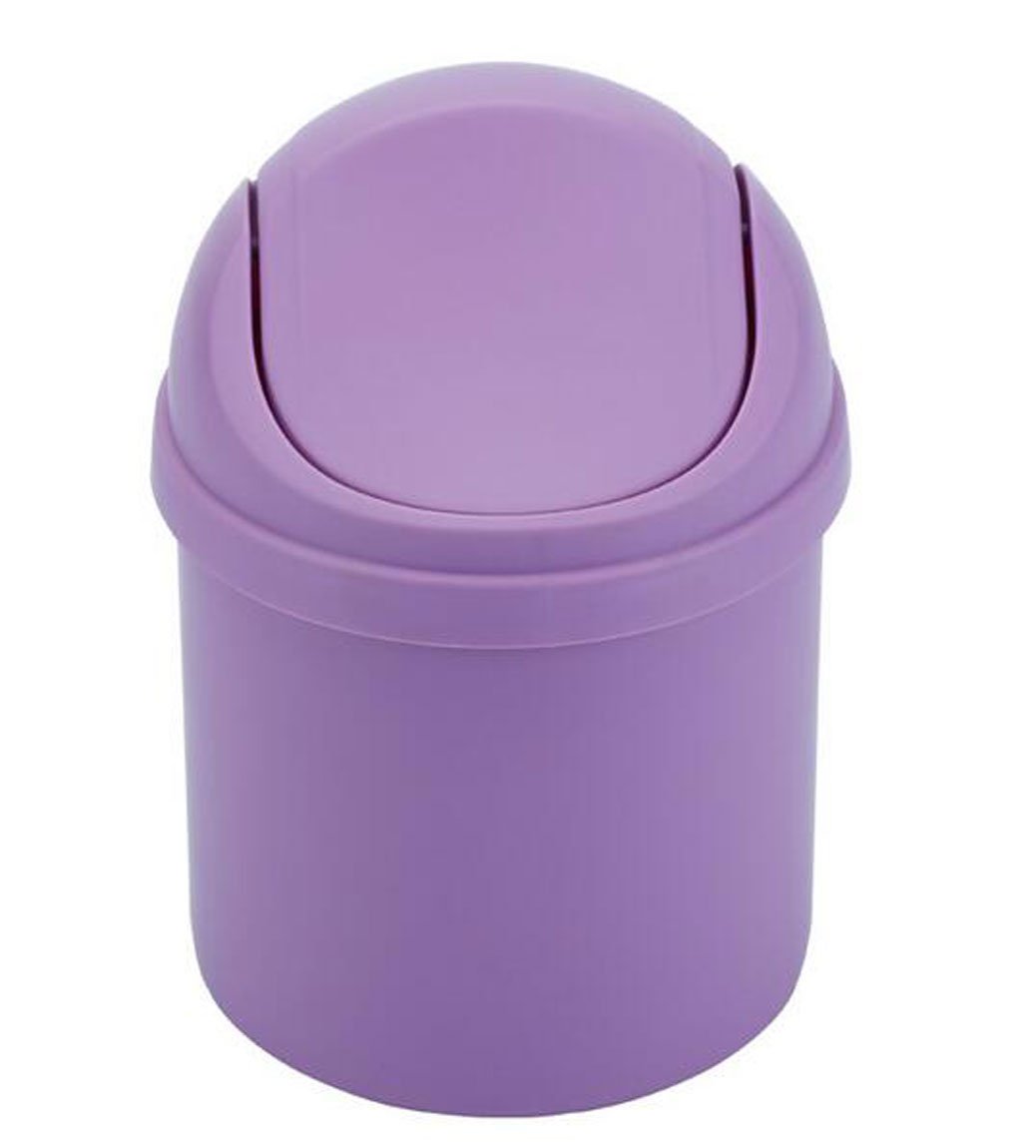 Purple Ouud Crasy Shop Plastic Mini Desktop Trash Can Small Countertop Storage Box With Swing Lid,4L (Purple)