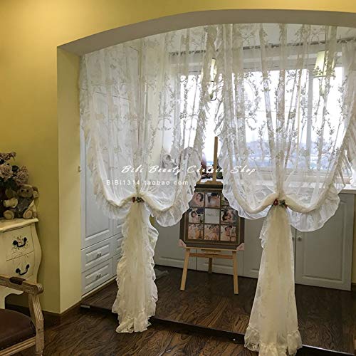 Rideau transparent brodé avec crochets pour filtrage de lumière - 5