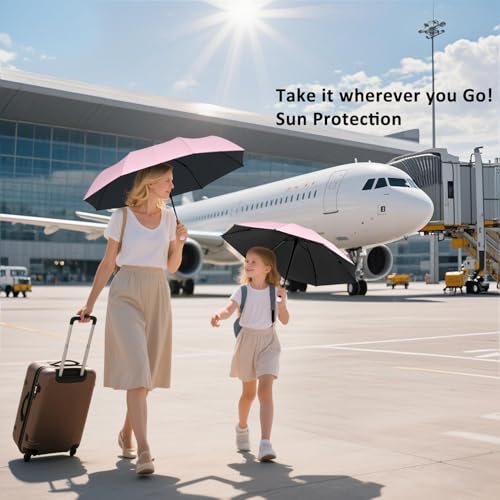Image of BAODINI Travel Mini Umbrella for Purse with Case-Small Compact UV Umbrella Protection Sun-Lightweight Tiny Pocket Umbrella with Case for Women, Girls
