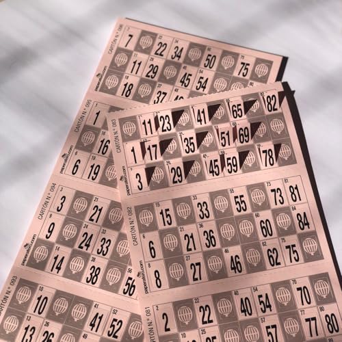 HappyMots Paperafero - 600 Cartones de Bingo Troquelados - Cartones Bingo de Números Troquelados para Bingo Tradicional de 90 Bolas - Cartones Bingo Troquelados en 4 Colores (Rosa)