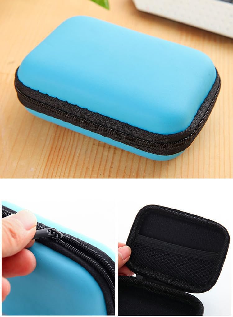 2 Pack Earbuds Carrying Case, Small Electronics Organizer for Cables, Charger, USB Cable and Earphones, Portable Zipper Storage Case for Travel (Purple)