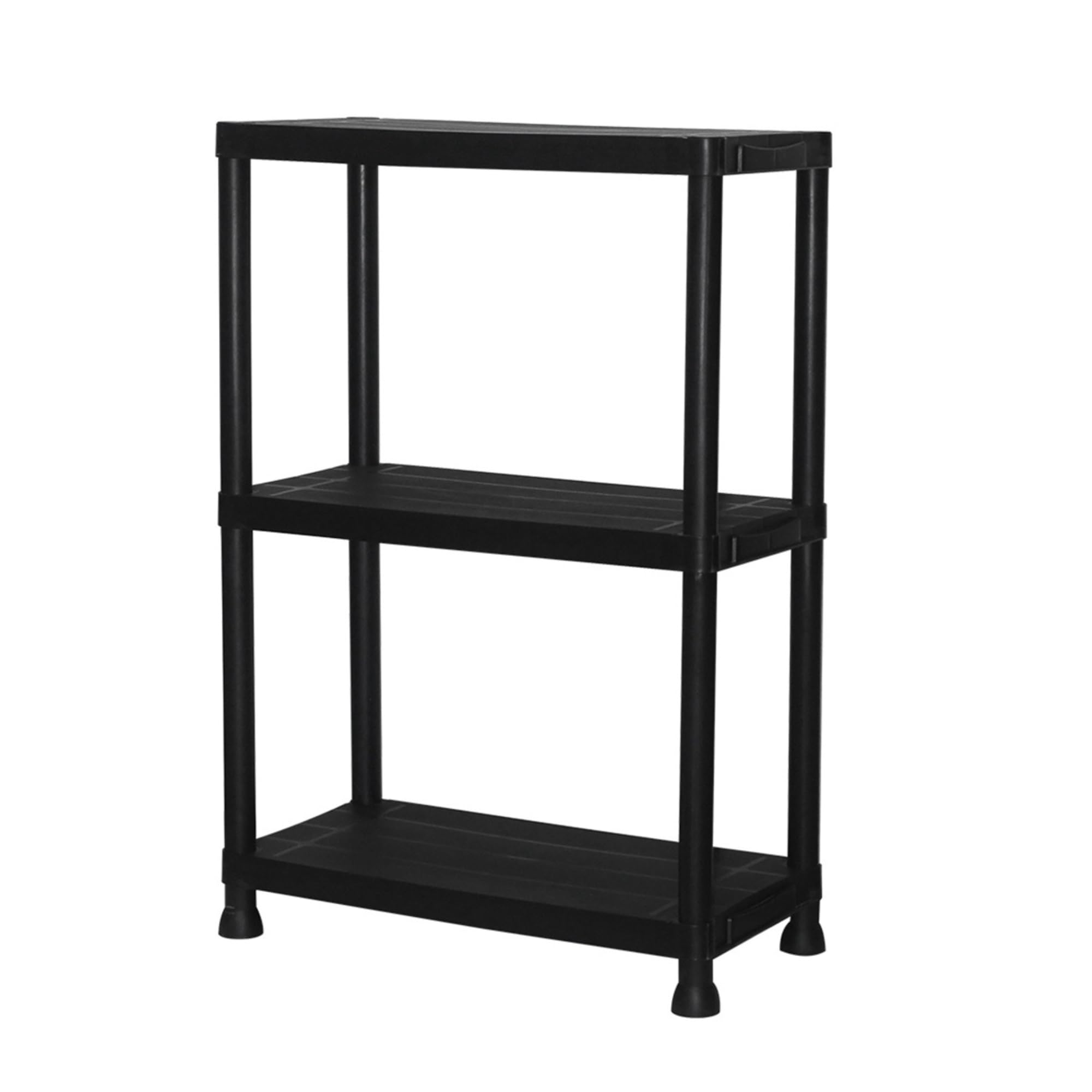 Pack 2 Estanterías de Resina 3 Baldas Negra | Organizador de Plástico 91x61x31 cm | Capacidad 75kg | Resistente a la Humedad y Óxido | Montaje Rápido sin Herramientas | Trastero y Lavadero