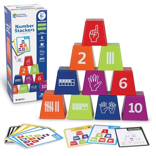 Image of Learning Resources Number Stackers - Math Manipulatives, Addition and Subtraction Flash Cards, Counting Activities, Montessori, Fine Motor Skills, Problem Solving, Classroom Must Haves, Gifts for Kids