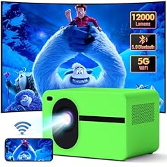 Mini proiettore con WiFi e Bluetooth Proiettore nativo per interni Full HD 1080P 12000 Lumen (13000, Bianco)