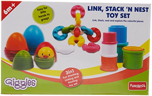 Image of Giggles - Nico The Giraffe & Giggles - Link Stack N Nest Toy Set, Multicolour 3 in 1