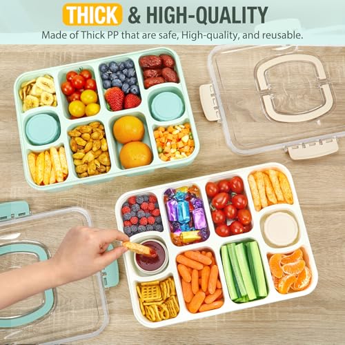 Caperci Original Snackle Box Container - 10-Compartment Divided Snack Serving Tray with Lid & Handle, 2 Dressing Containers, Perfect for Picnic, Leak-Proof, Dishwasher Safe, BPA-Free (Cream) by Caperci - Image 3