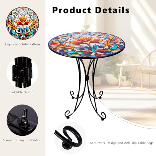 18-Outdoor-Side-Table-Mosaic-Metal-Accent-Table-Indoor-Small-Round-End-Table-Plant-Stands-Table-for-Outside-Yard-Balcony-Garden-Bedside 18 Outdoor Side Table Mosaic Metal Accent Table Indoor Small Round End Table Plant Stands Table for Outside Yard Balcony Garden Bedside