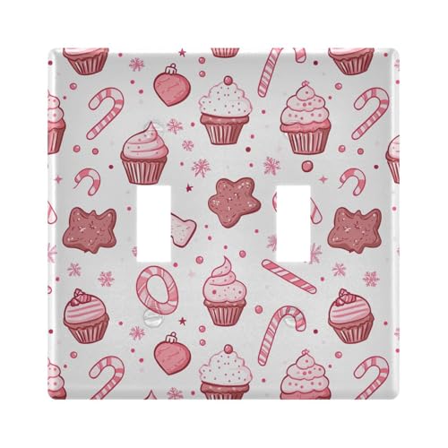 UMIRIKO Pink Christmas Gingerbread Cookies Light Switch Cover Plate Covers Decorative Double Toggle Home Decor 202b7115