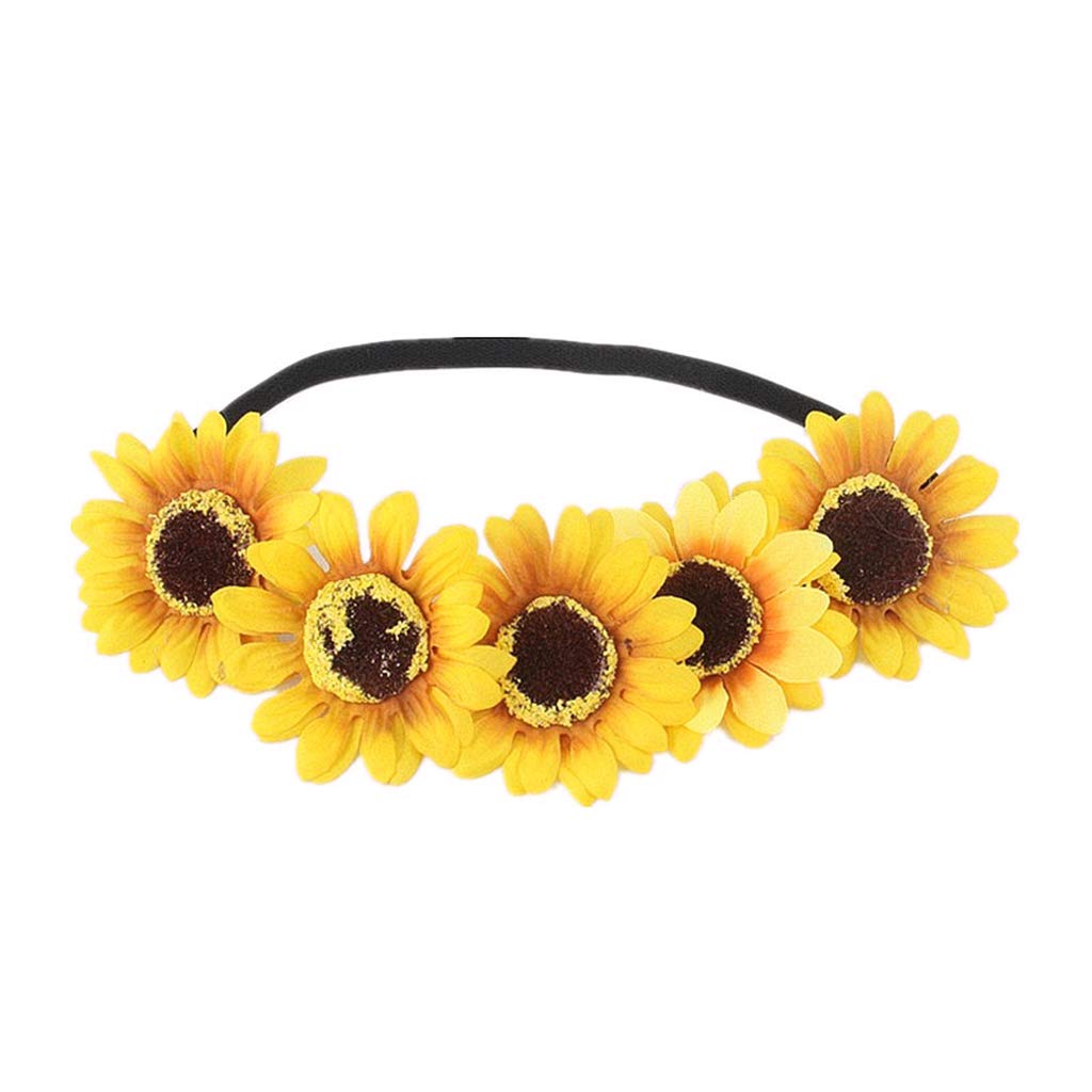 Sonnenblumen-Stirnband Aus Polyester – Gelbe Blumenkrone Für Frauen, Mädchen, Hochzeit, Festival, 25x7,5cm