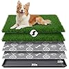 LOOBANI Large Dog Grass Pad with Tray – 35x23in Dog Litter Box with 2 Artificial Grass Patch + 2 Washable Pee Pads – Quickly Absorbency Indoor Outdoor Potty for Patio Balcony Apartment Use