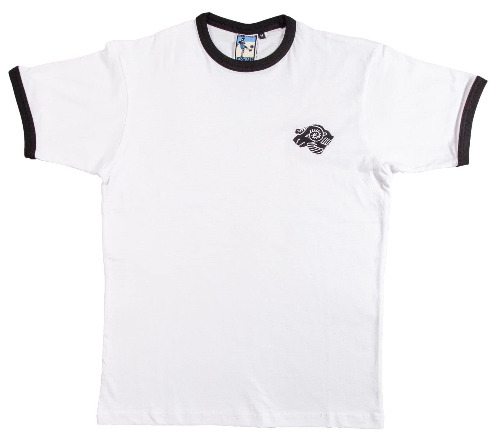 Old School Football White/Black Derby 1970S Retro Football T Shirt Embroidered Logo (Xl)