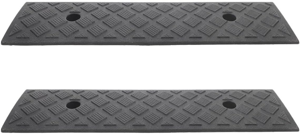 2pcs Portable Pe Wheelchair Ramps for Home Steps Anti-Slip Surface and Safety Protection, Black Driveway Curb Ramps for Motorcycles and Scooters on Sidewalks