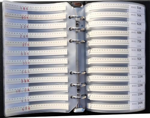 Yobett 0402 0R - 20M 178 Values(50pcs/Value) 1% Resistor kit 8900pcs All Series SMD Resistor Combo Sample Book Kit SMT Pack Box Book