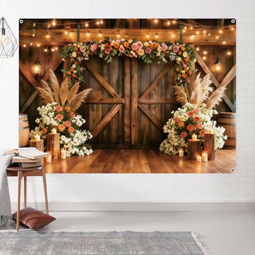 Fondo rústico de boda 10x8ft decorativo en tela miniatura 6