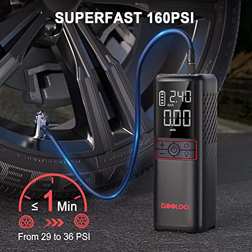 GOOLOO GT160 Tire Inflator Portable Air Compressor for Car Motorcycle Bike Ball & GP4000 Car Battery Charger Jump Starter for 12 Volt Automotive Batteries