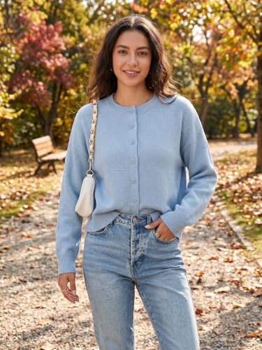 Image of Ibeauti Cropped Cardigan Sweaters for Women 2026 Trendy Spring Y2k Outfit Long Sleeve Button up Open Front Short Knit Sweater