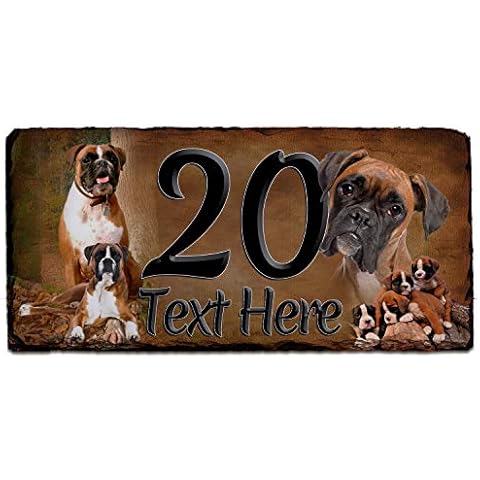 Personalised Boxer Dog House Number Slate Sign Cover