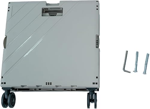 Miniatura 6 de DIYTuning Carrito plegable utilitario, carritos plegables con ruedas flexibles y mango telescópico, caja de plástico beige, ruedas universales