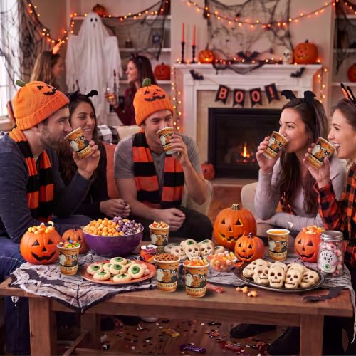 Litmitfu 30 Pcs Halloween Paper Cups - Orange Halloweens Disposable Heavy Duty Cups, Cute Black Cat Ghost Pumpkin Pattern Cup for Halloween Themed Party Decorations Supplies, 9 oz - image 6