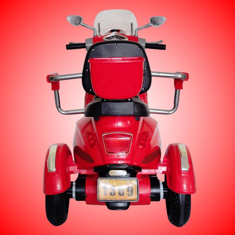 Image of Vespa Scooter Double Seat for Kids 1 to 6 Years | with Remote Control, Big Size Vespa Scooter | Electric Rechargeable Ride-Ons, Red
