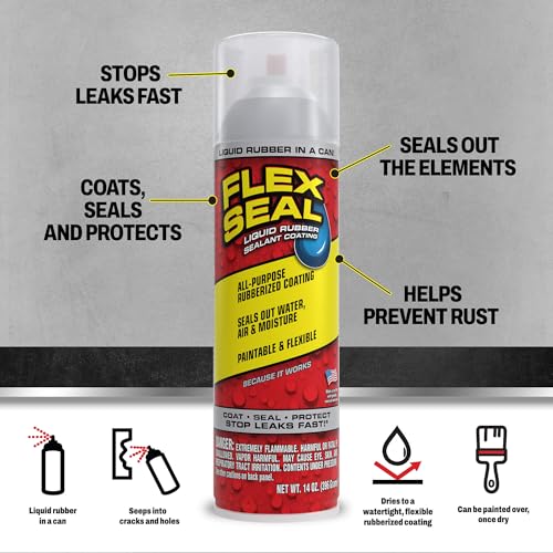 Image of Flex Seal, 14 oz, 2-Pack, Clear, Stop Leaks Instantly, Transparent Waterproof Rubber Spray On Sealant Coating, Perfect for Gutters, Wood, RV, Campers, Roof Repair, Skylights, Windows, and More
