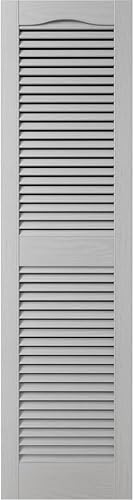 Miniatura 28 de Builders Edge 12 pulgadas de ancho x 48 pulgadas de alto, montante central superior de catedral estándar, persianas con listones abiertos, incluye