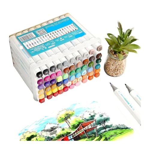 Marqueurs à base d'eau double pointe avec 60 couleurs vives pour dessin
