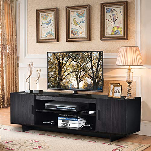 Tangkula Modern Wood Universal TV Stand for TV up to 65